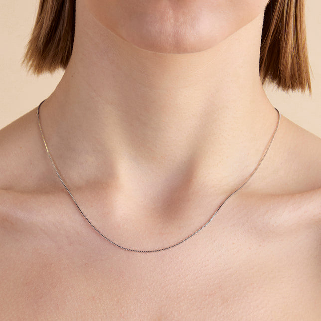 Essential Box Chain Necklace in Silver-Astrid & Miyu