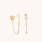 Earrings - Heart Topaz Chain Studs in Solid Gold - Stud Earrings - Astrid &amp; Miyu