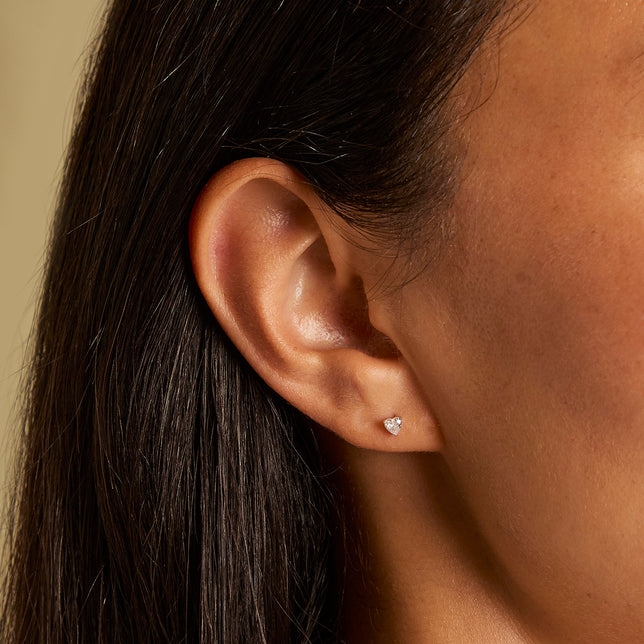 Earrings - Heart Crystal Studs in Silver - Stud Earrings - Astrid & Miyu