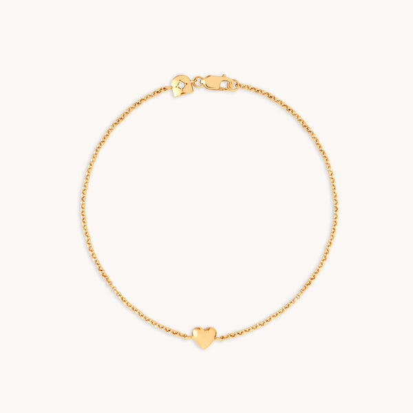 18k Gold Plated Jewellery - Love Heart Charm Bracelet in Gold - Charm Bracelets - Astrid &amp; Miyu