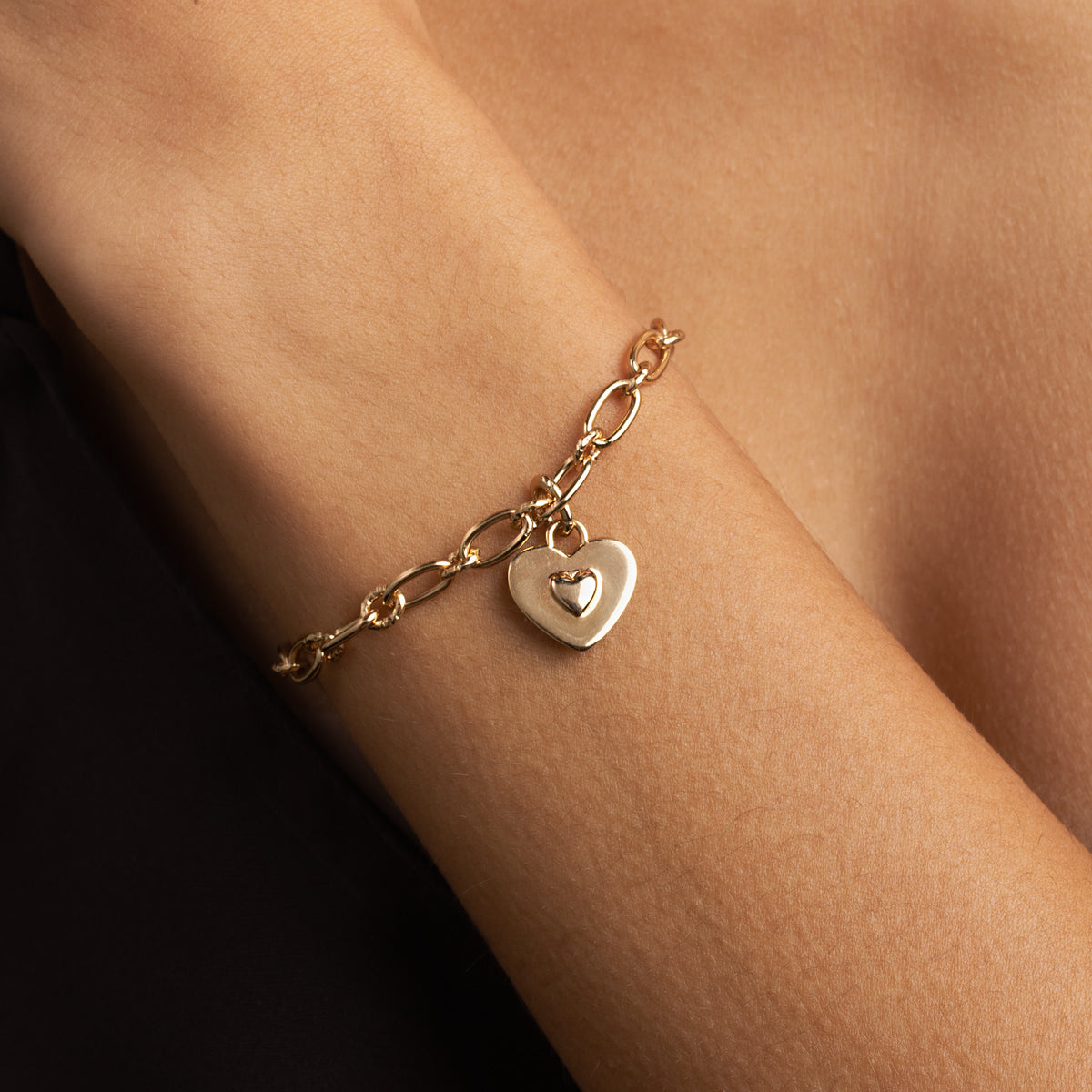 18k Gold Plated Jewellery - Duo Heart Talisman Charm in Gold - Talisman Charm - Astrid &amp; Miyu