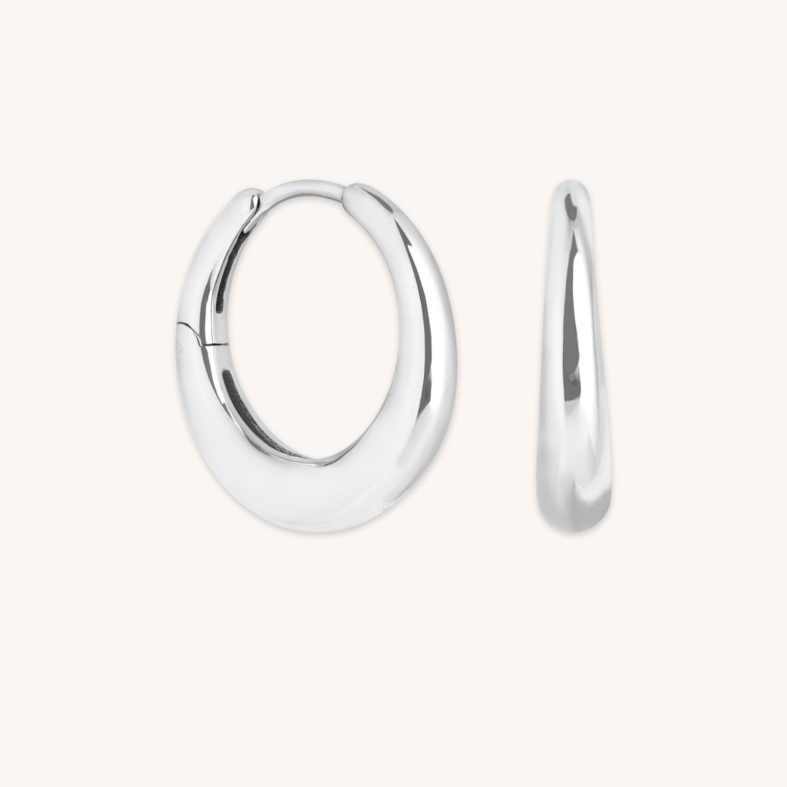 Earrings - Dome Medium Hoops in Silver - Hoop Earrings - Astrid &amp; Miyu