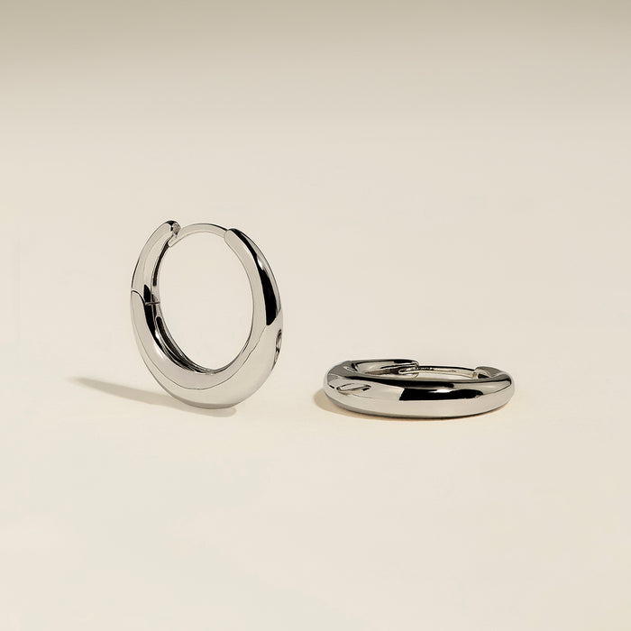 Dome Medium Hoops in Silver-Astrid &amp; Miyu
