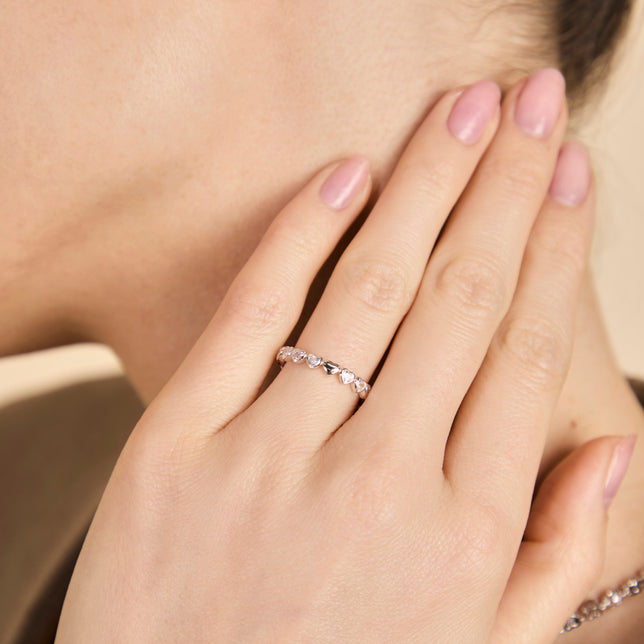 Destiny Collection - Heart Bezel Band Ring in Silver - Band Rings - Astrid & Miyu