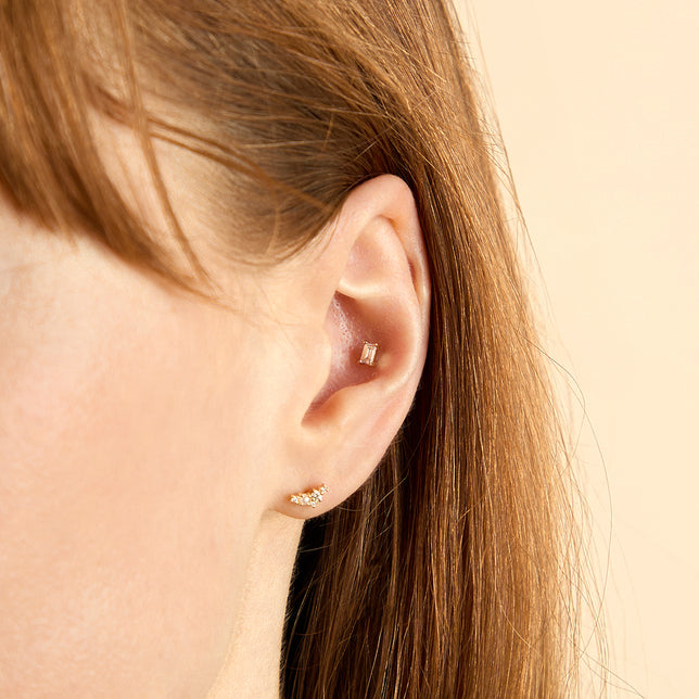 Lab Diamond Baguette Piercing Stud-Astrid & Miyu