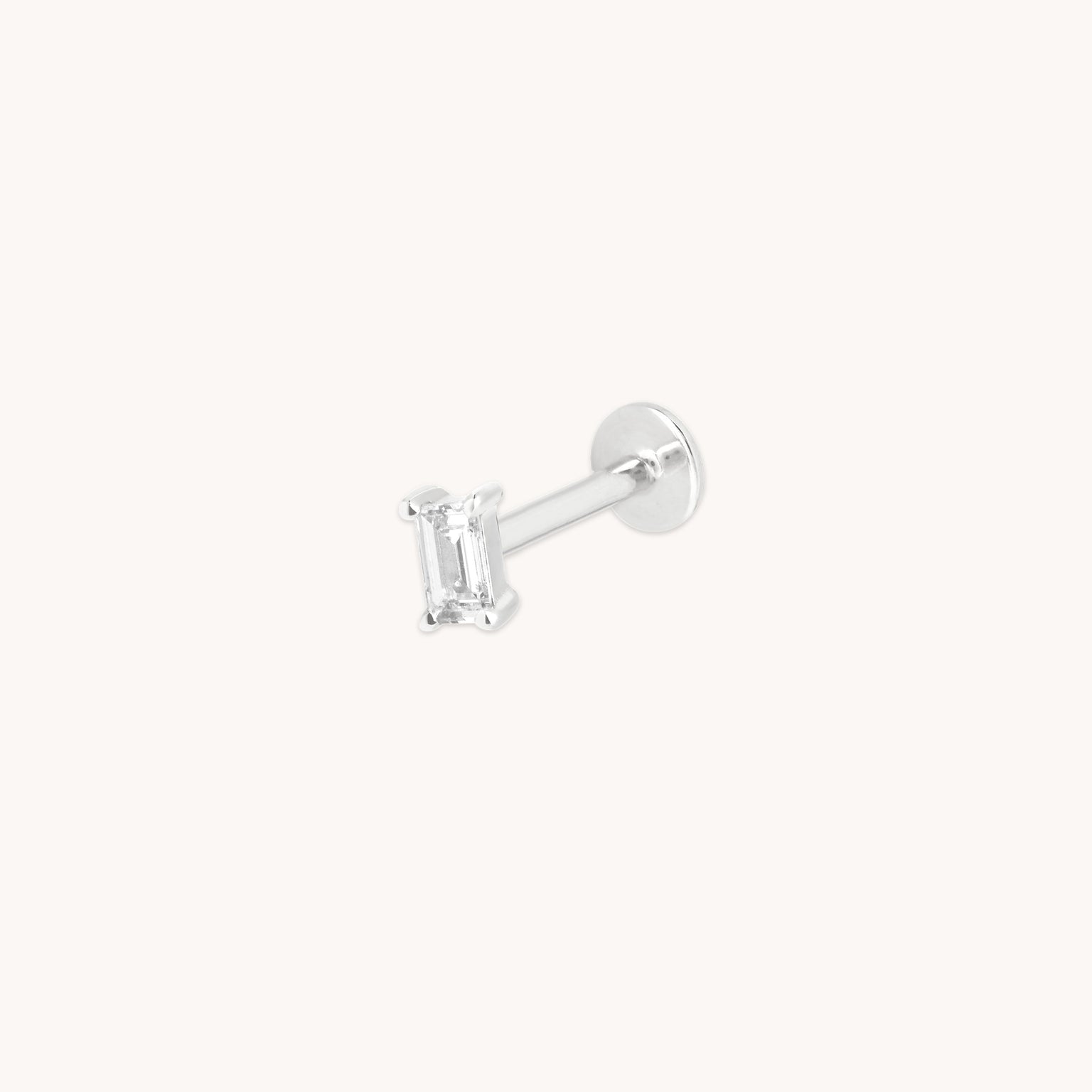 Diamond Baguette Piercing Stud in Solid White Gold-Astrid &amp; Miyu
