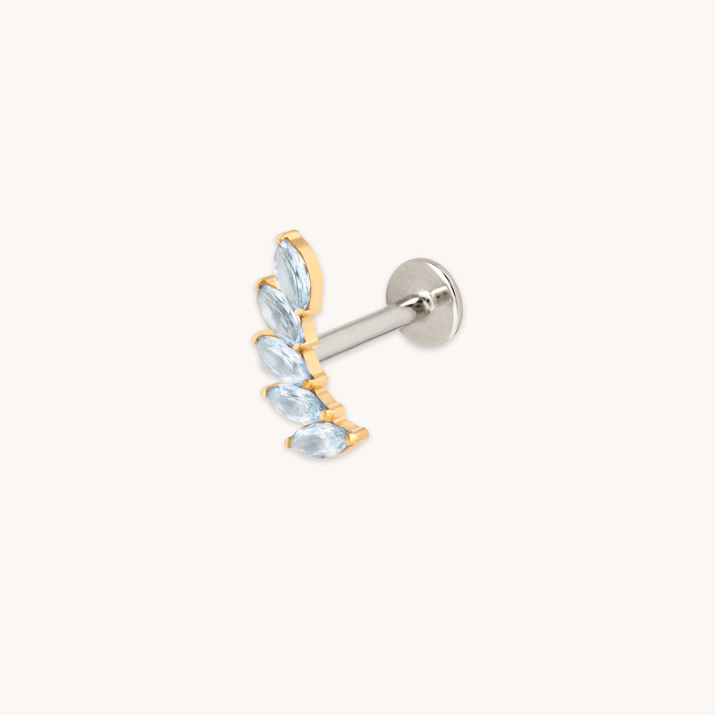 Blue Crystal Fan Titanium Piercing Stud in Gold-Astrid &amp; Miyu