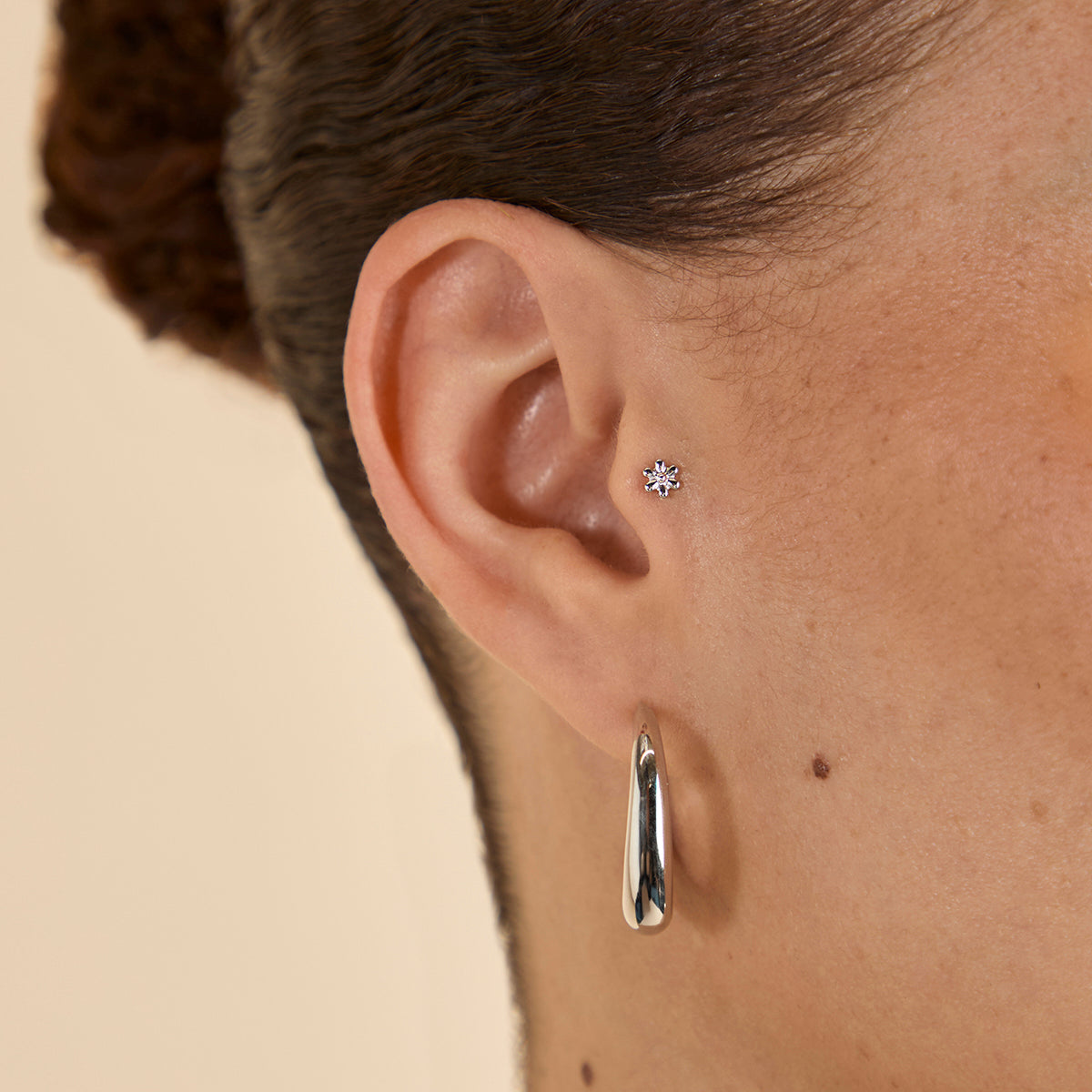 Flower Titanium Piercing Stud in Platinum-Astrid &amp; Miyu