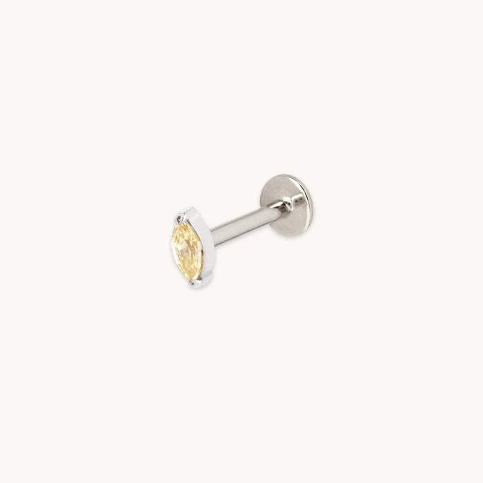 Yellow Crystal Titanium Piercing Stud in Platinum-Astrid &amp; Miyu
