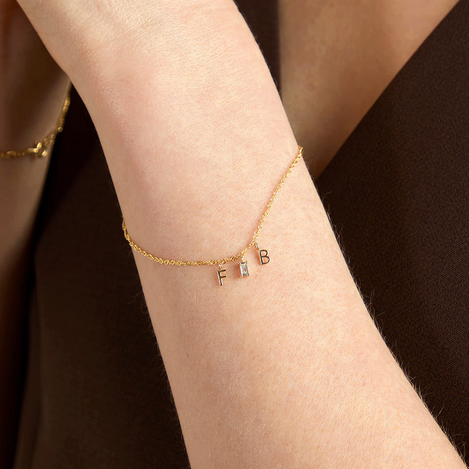 Lab Blue Spinel Baguette Welding Charm-Astrid &amp; Miyu