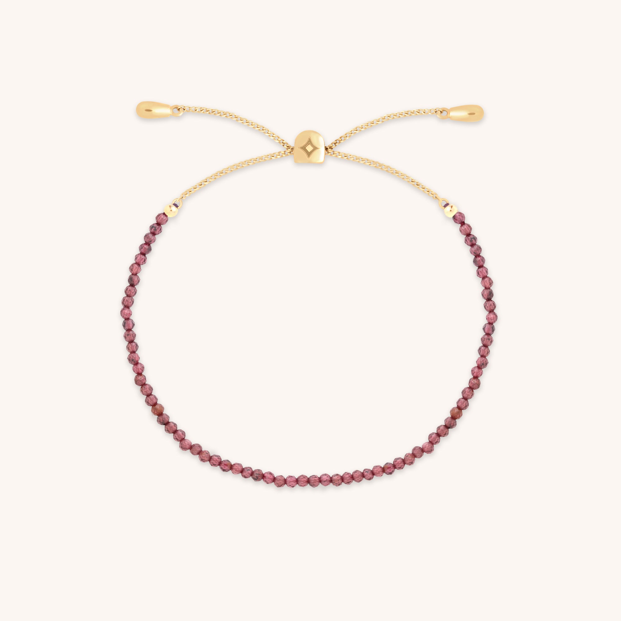 Garnet January Beaded Bracelet in Solid Gold-Astrid &amp; Miyu