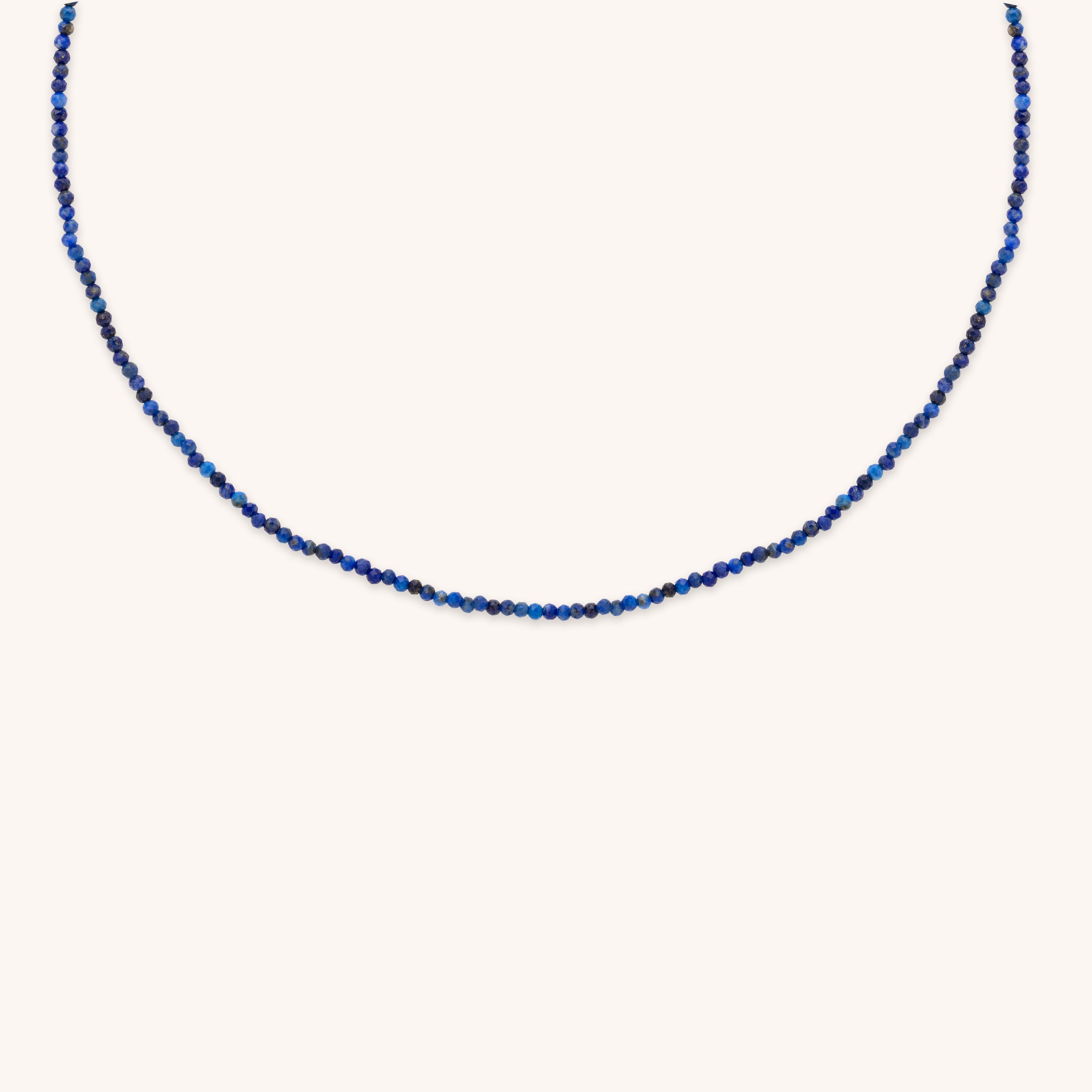 Lazurite September Beaded Necklace in Solid Gold-Astrid &amp; Miyu