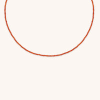 Carnelian July Beaded Necklace in Solid Gold-Astrid & Miyu