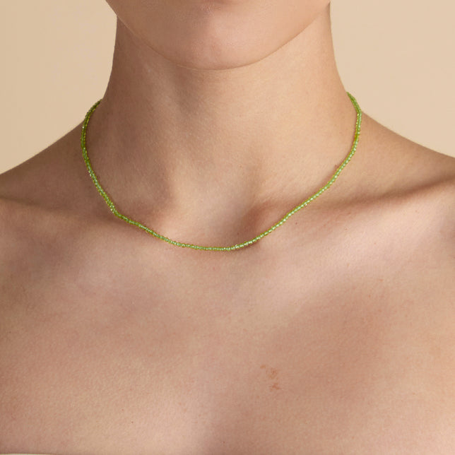 Peridot August Beaded Necklace in Solid Gold-Astrid & Miyu