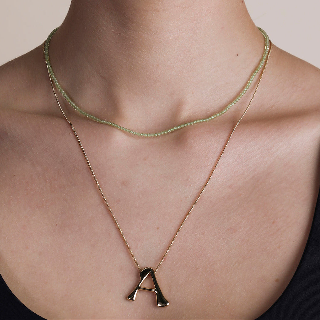 Peridot August Beaded Necklace in Solid Gold-Astrid &amp; Miyu