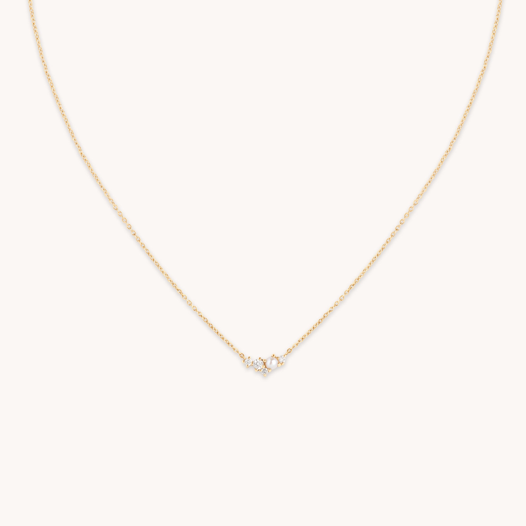 Lab Diamond & Pearl Cluster Necklace-Astrid &amp; Miyu