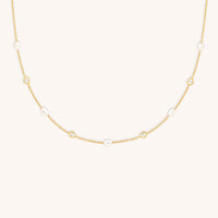 Pearl & Crystal Charm Necklace in Gold