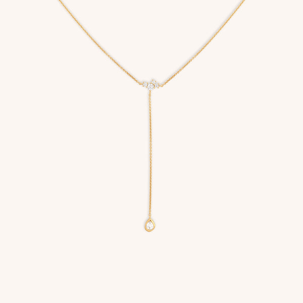 Pear Bezel Cluster Lariat-Astrid &amp; Miyu