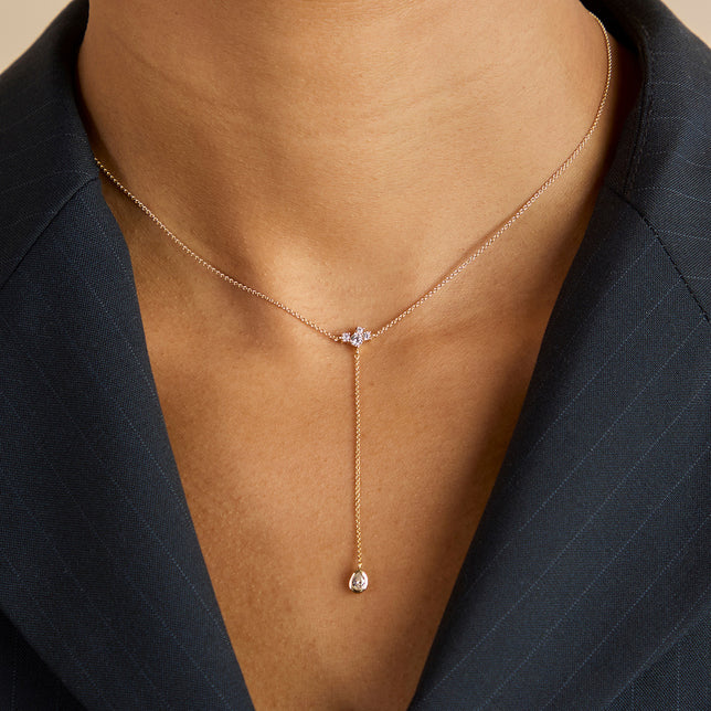 Pear Bezel Cluster Lariat-Astrid & Miyu