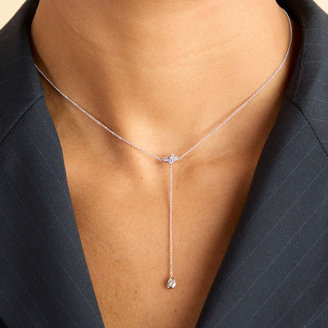 Pear Bezel Cluster Lariat-Astrid & Miyu