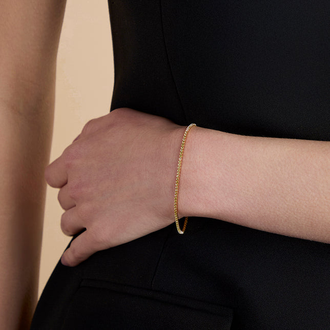 Green Tennis Chain Bracelet in Gold-Astrid & Miyu