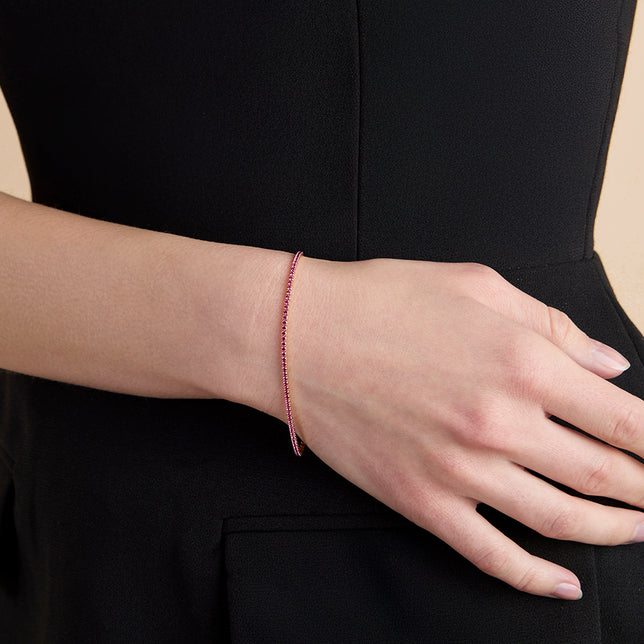 Pink Tennis Chain Bracelet in Gold-Astrid & Miyu