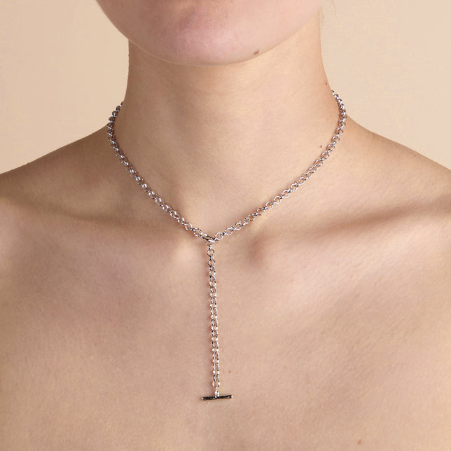 T-Bar Chain Necklace in Silver-Astrid & Miyu