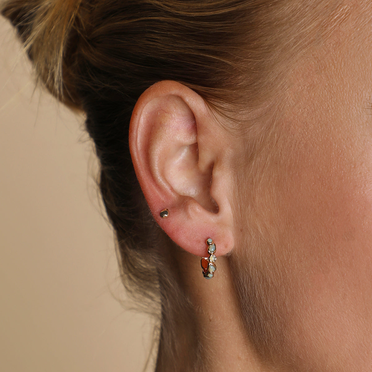 Molten Piercing Stud in Solid Gold-Astrid &amp; Miyu