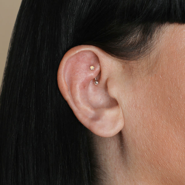 Molten Opal Rook Bar in Solid White Gold-Astrid & Miyu