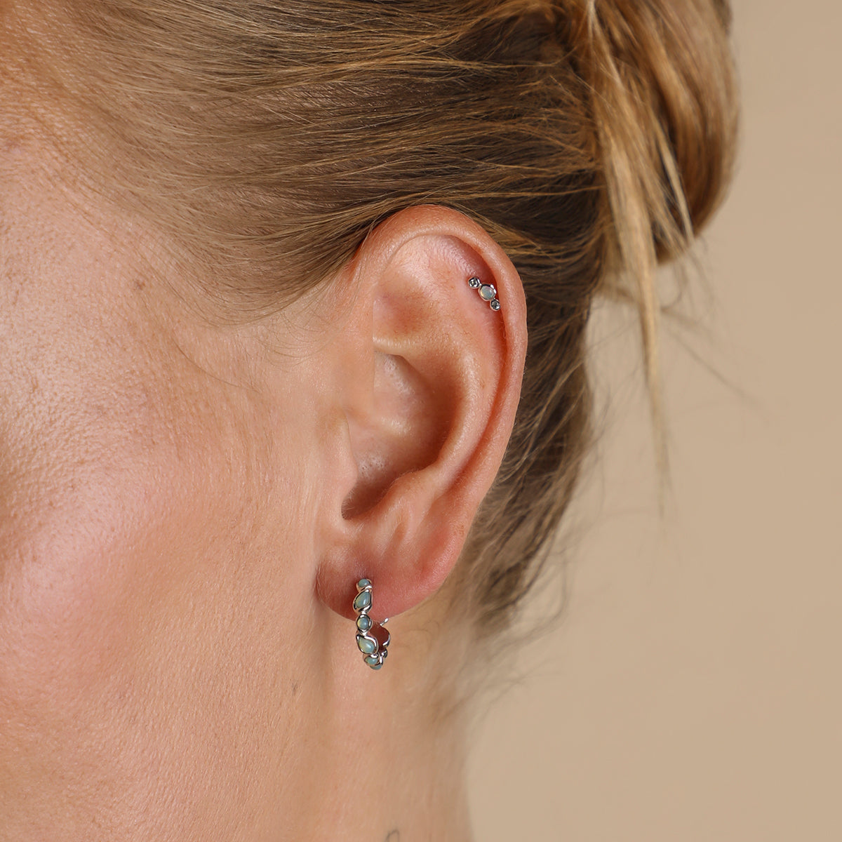 Molten Opal Cluster Piercing Stud in Solid White Gold-Astrid &amp; Miyu