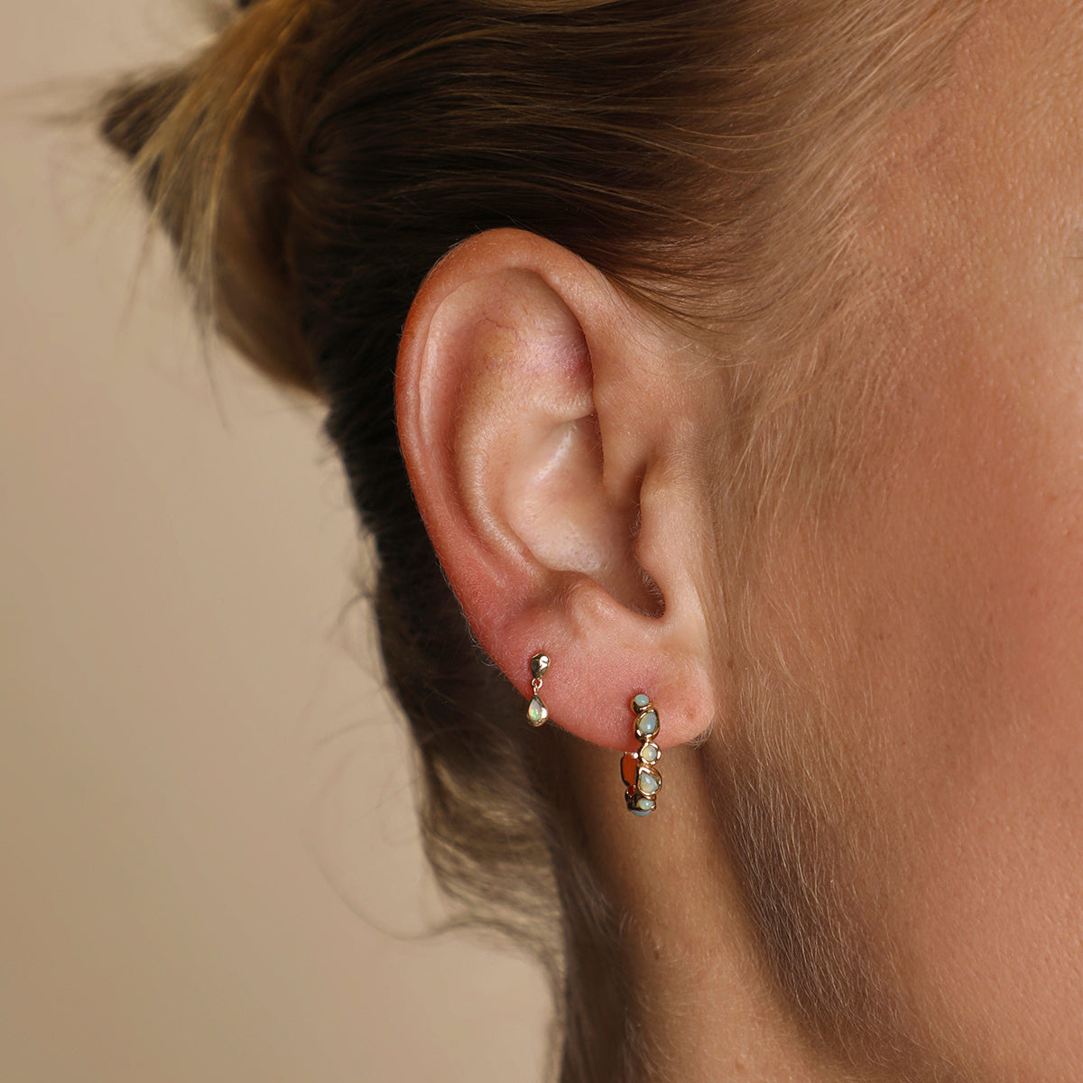 Molten Opal Charm Piercing Stud in Solid Gold-Astrid &amp; Miyu