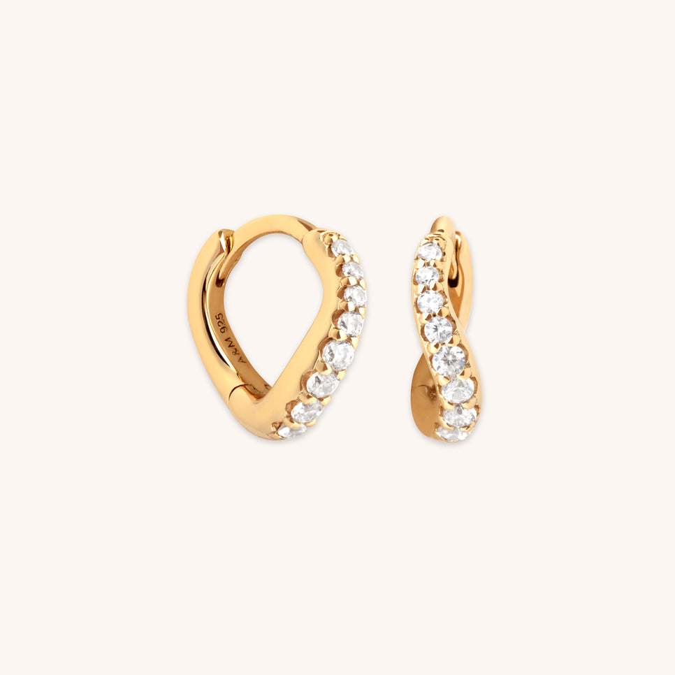 Wave Crystal Huggies in Gold-Astrid &amp; Miyu