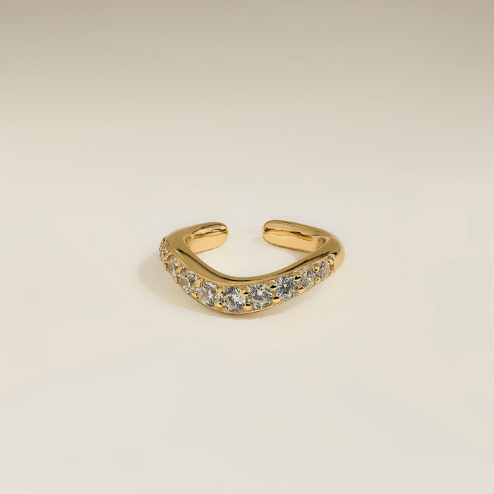 Wave Crystal Ear Cuff in Gold-Astrid &amp; Miyu