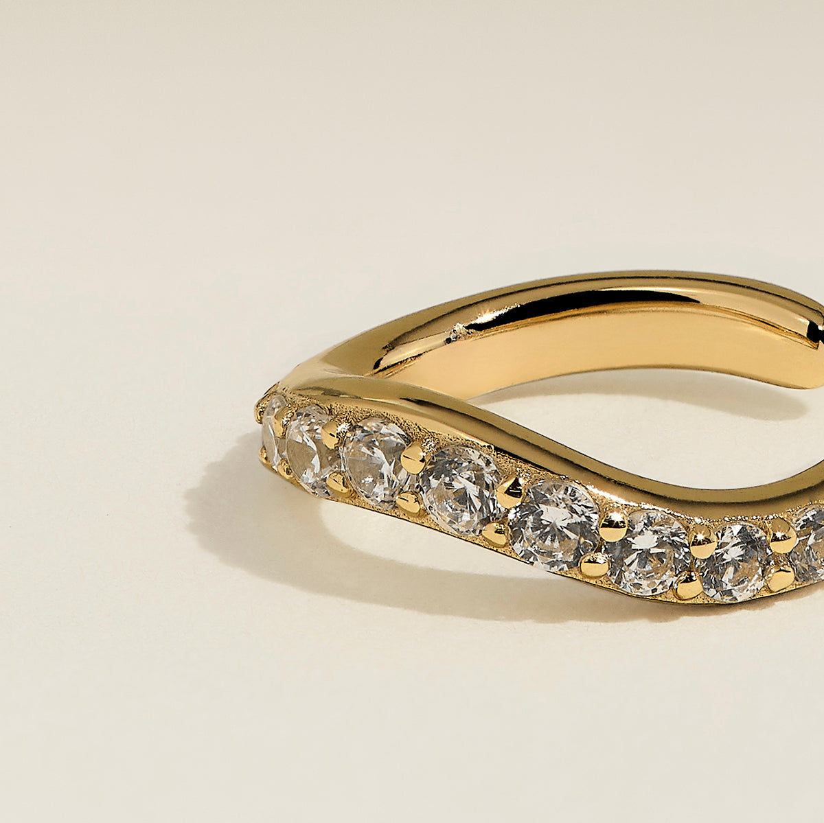 Wave Crystal Ear Cuff in Gold-Astrid &amp; Miyu