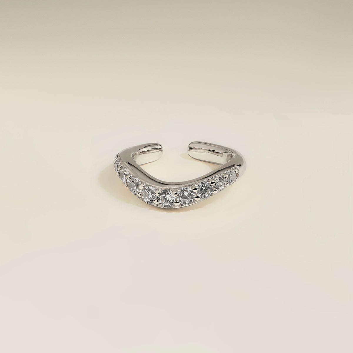 Wave Crystal Ear Cuff in Silver-Astrid &amp; Miyu