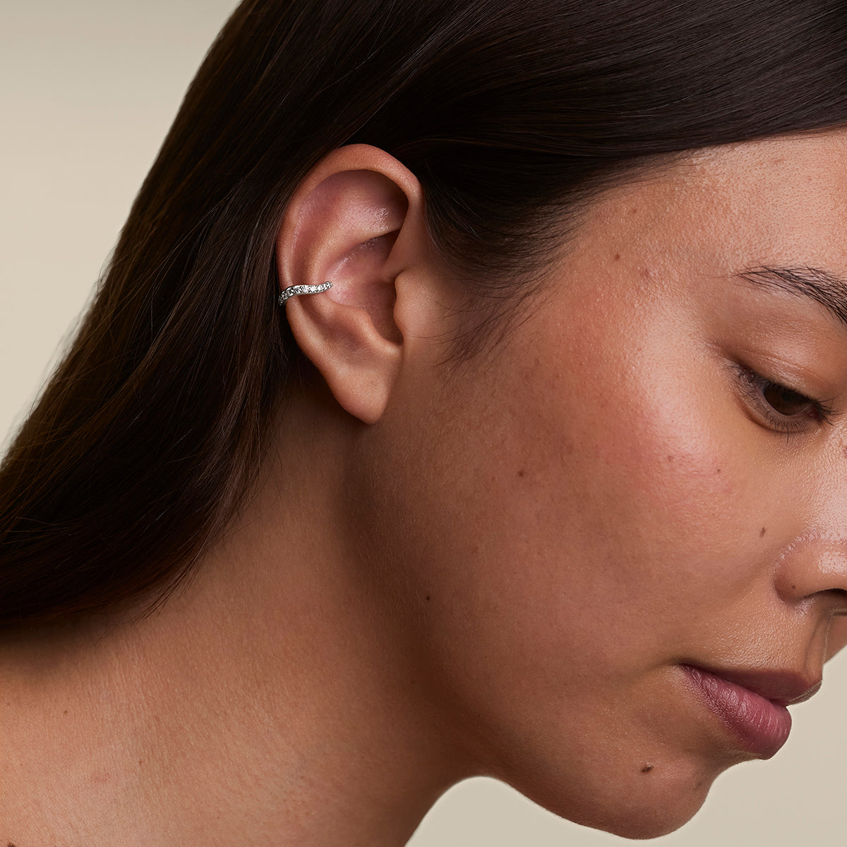 Wave Crystal Ear Cuff in Silver-Astrid &amp; Miyu