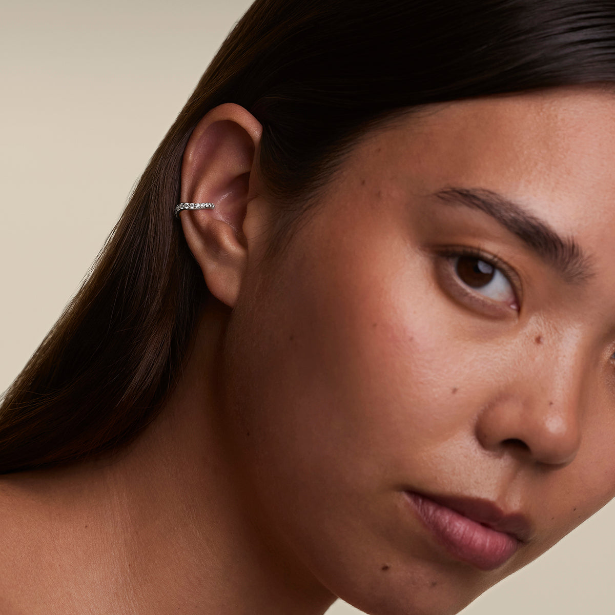 Wave Crystal Ear Cuff in Silver-Astrid &amp; Miyu