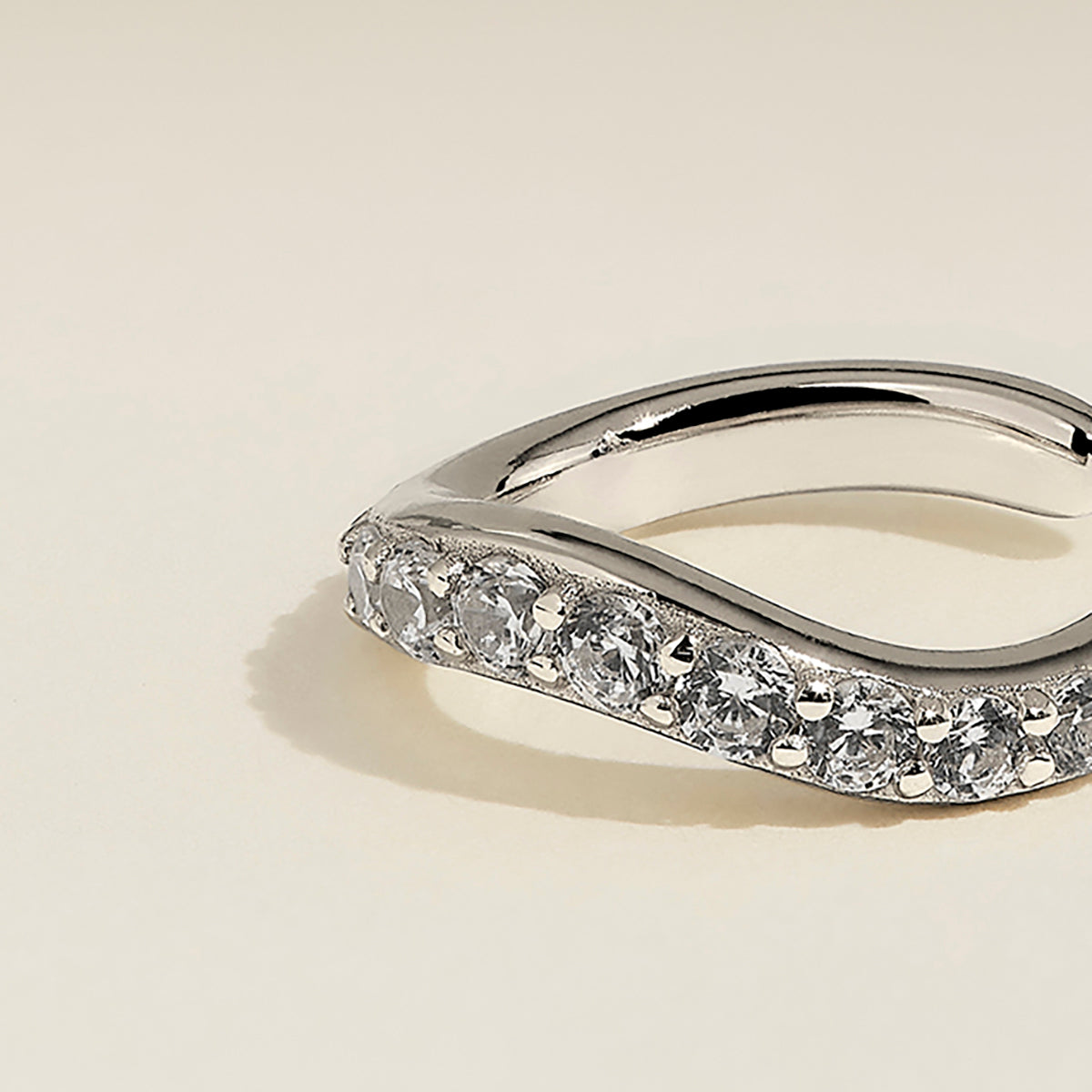 Wave Crystal Ear Cuff in Silver-Astrid &amp; Miyu