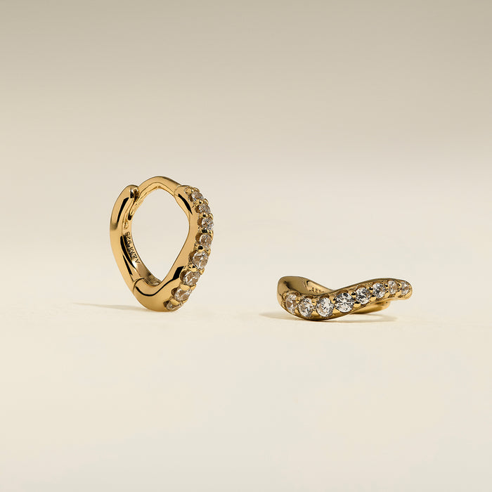 Wave Crystal Huggies in Gold