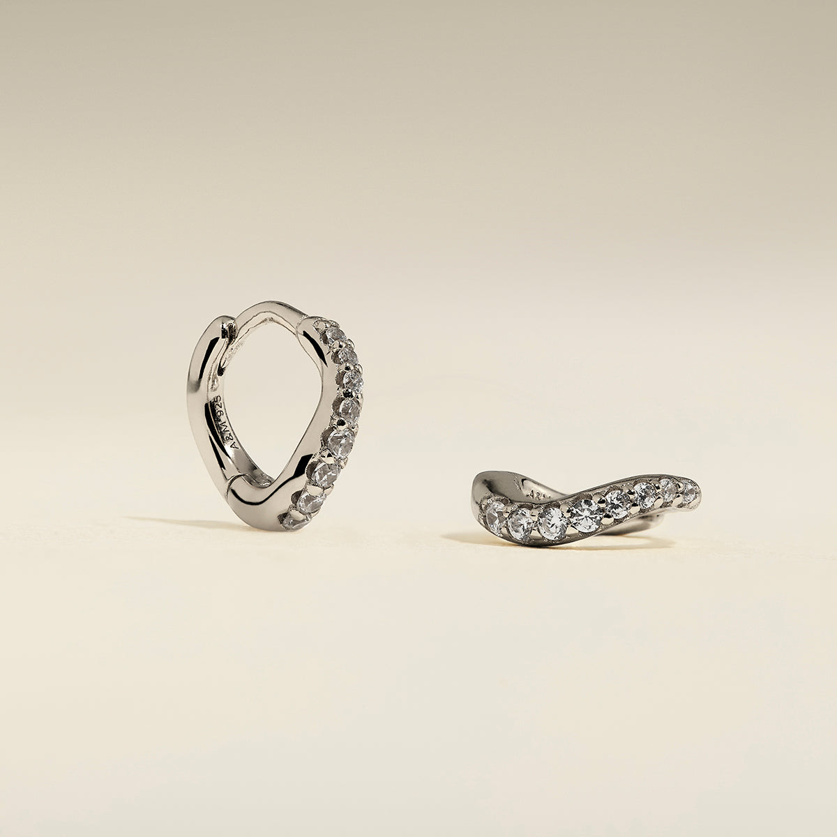 Wave Crystal Huggies in Silver-Astrid &amp; Miyu