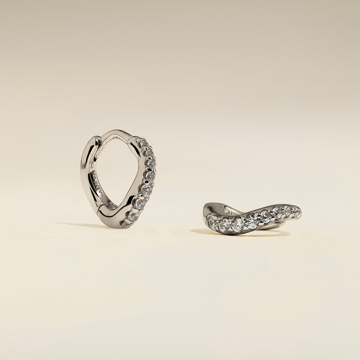 Wave Crystal Huggies in Silver-Astrid &amp; Miyu