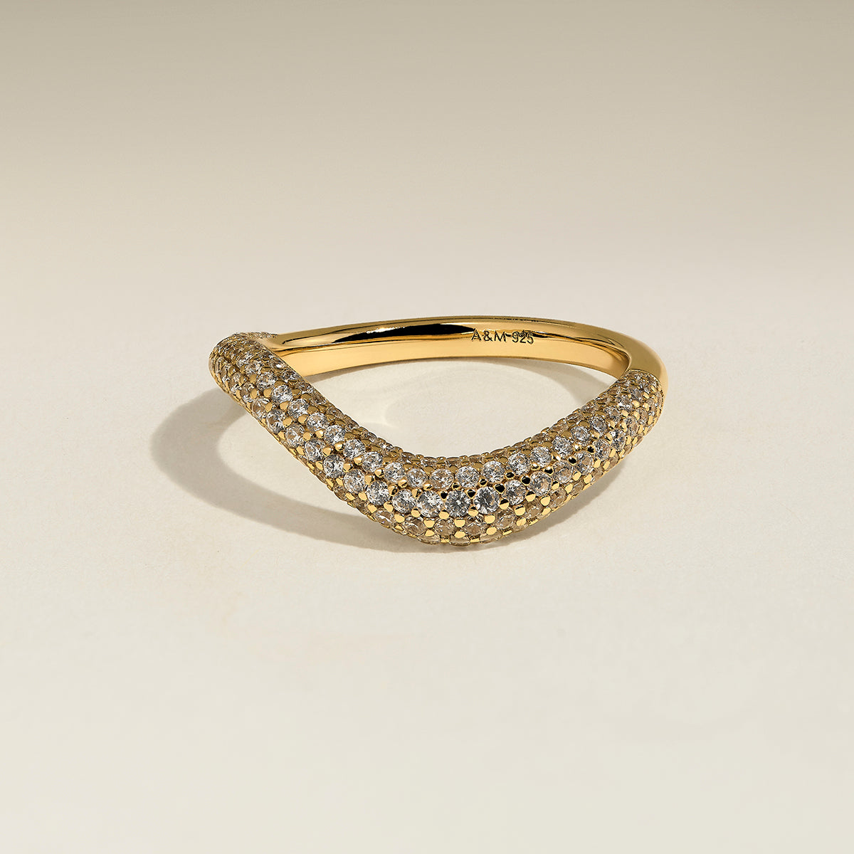 Wave Crystal Ring in Gold