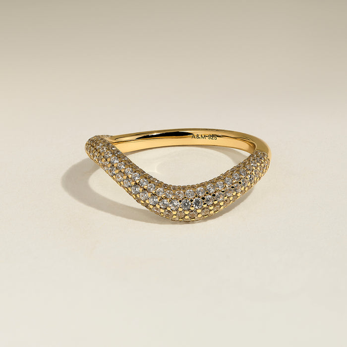 Wave Crystal Ring in Gold