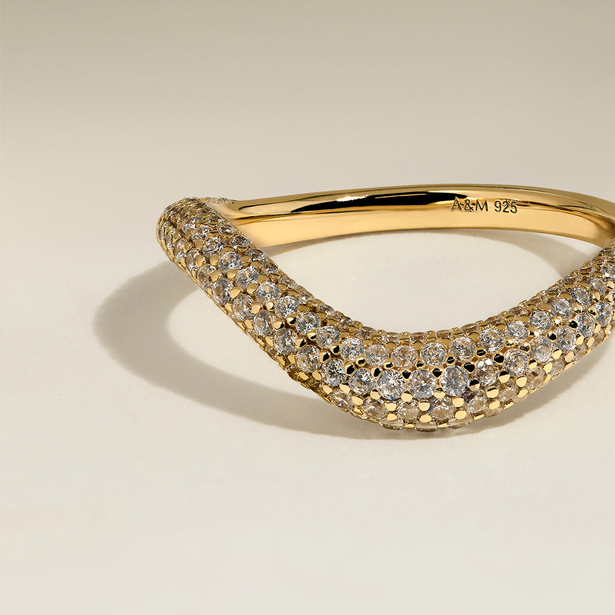 Wave Crystal Ring in Gold