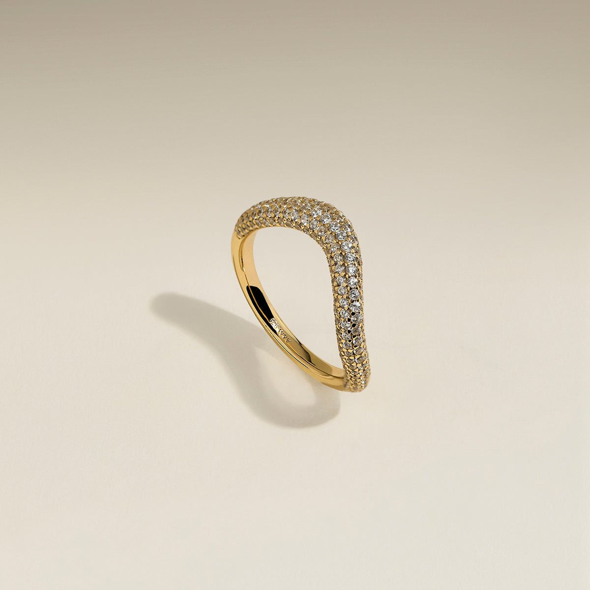 Wave Crystal Ring in Gold
