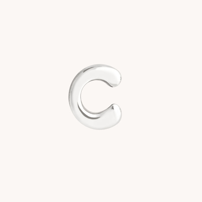 C Initial Click Charm in Solid White Gold-Astrid &amp; Miyu