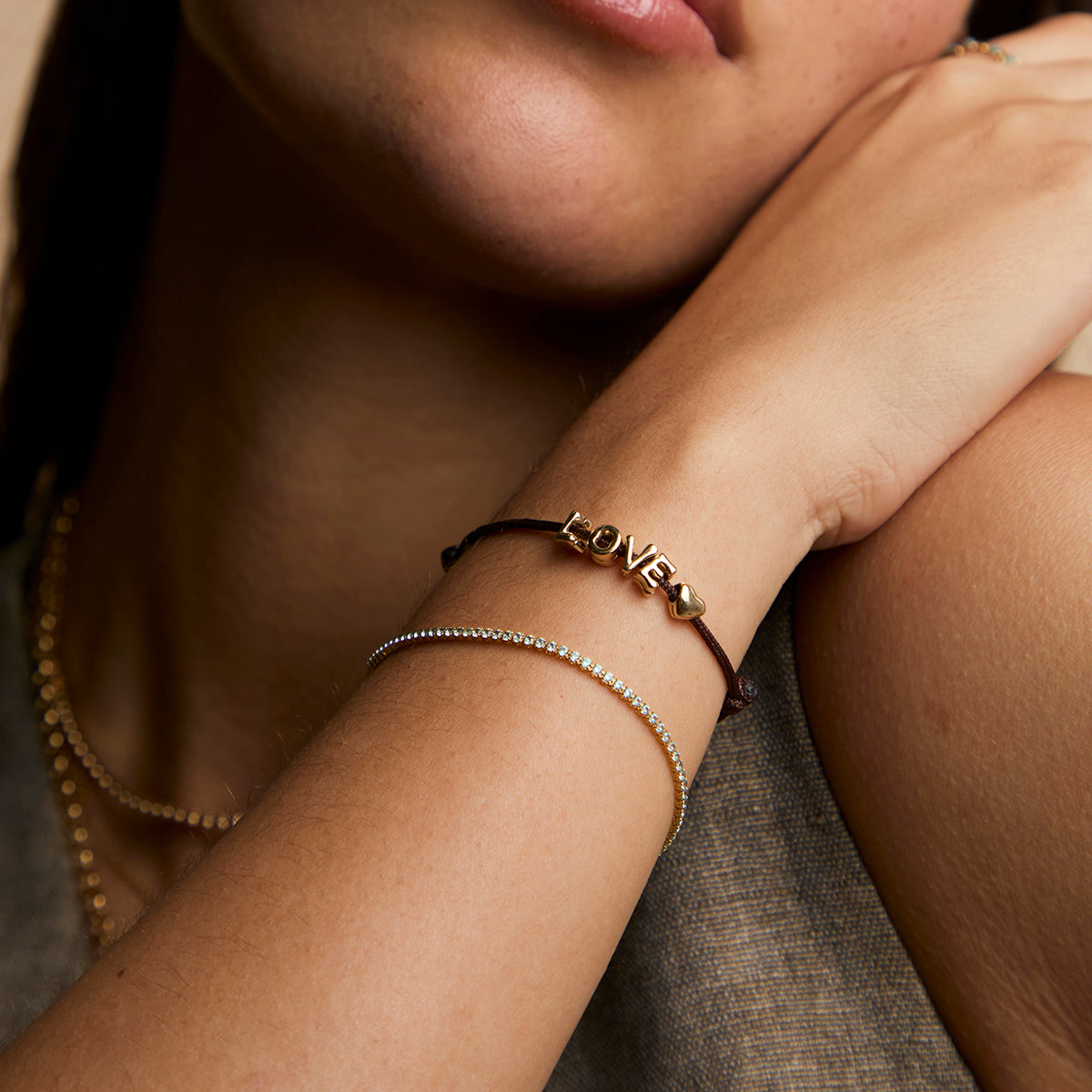 E Initial Click Charm in Solid Gold-Astrid &amp; Miyu