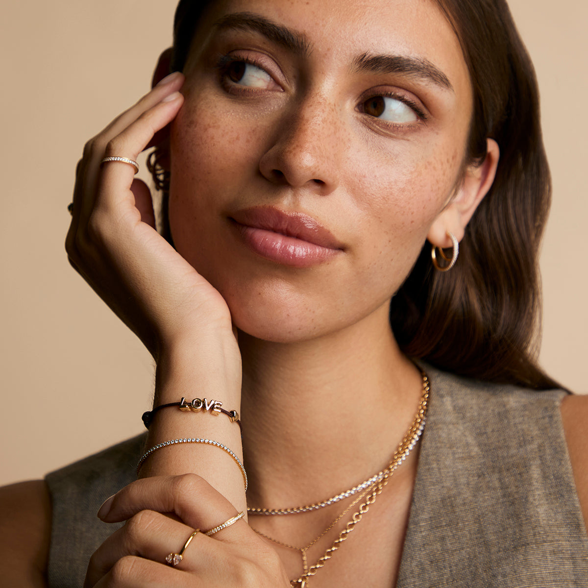 E Initial Click Charm in Solid Gold-Astrid &amp; Miyu