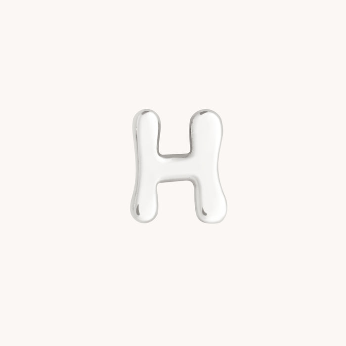 H Initial Click Charm in Solid White Gold-Astrid &amp; Miyu