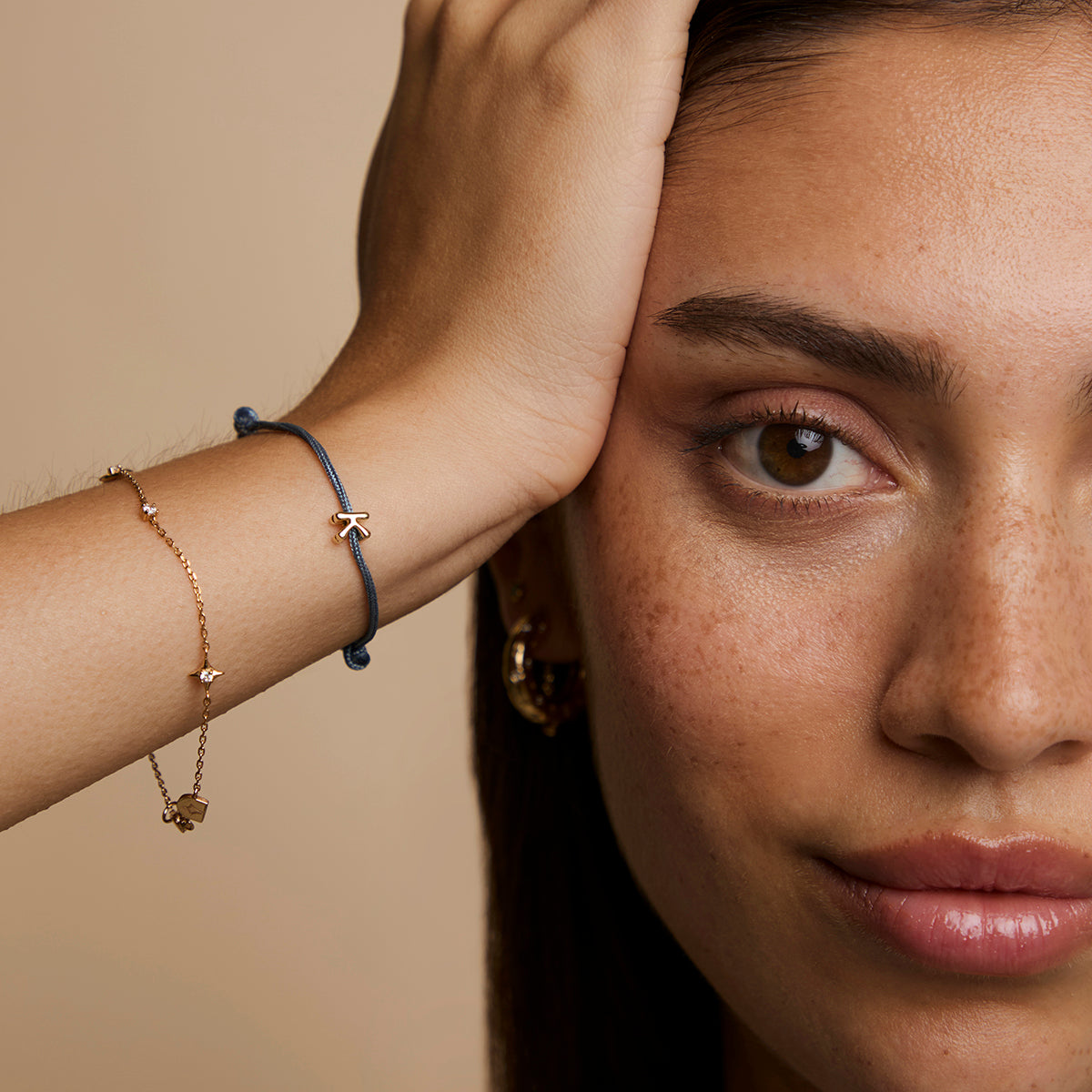 K Initial Click Charm in Solid Gold-Astrid &amp; Miyu